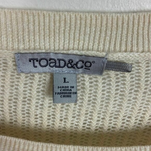 Toad and Co Merino Wool Tencel Knit Sweater Cream Jacinta Crew Neck Size Large L - Picture 4 of 11